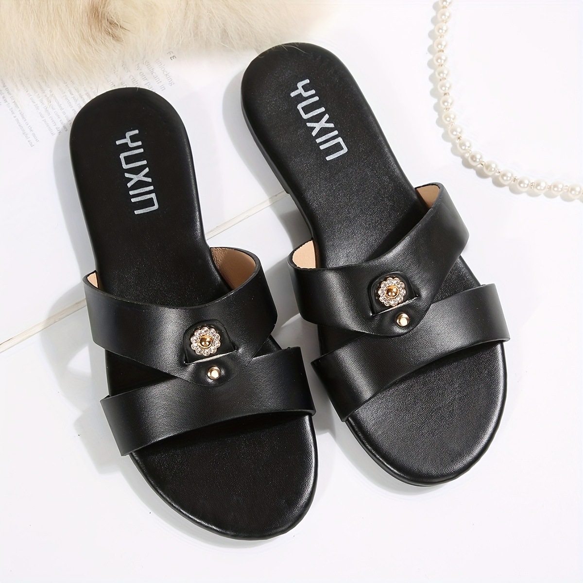 Zapatillas Planas para Mujer de Cuero Sintético, Fondo Plano, para Uso Diario