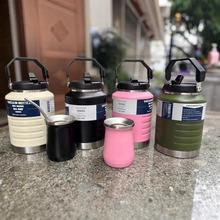 亚马逊大容量手提保温杯304不锈钢保温杯户外登山随行运动水壶