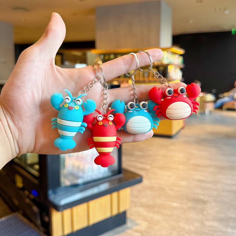 Cross-Border Creative Crab and Lobster Keychain Pendant Soft Rubber Doll Bag Charm Promotional Event Small Gift Wholesale