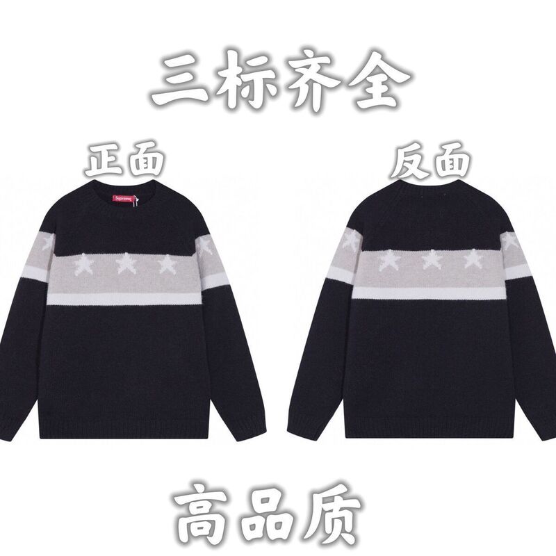 24秋冬新款潮牌字母满身logo圆领针织毛衣男女款宽松休闲上衣|undefined