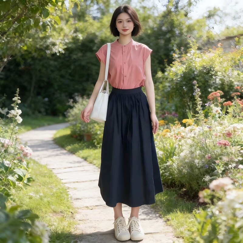 2026 Summer Outfit with a Complete Set of Slim-Fitting French-Style Pink Shirt Dress with a Textured Feel for Women 2026 Summer Outfit with a Complete Set of Slim-Fitting French-Style Pink Shirt Dress with a Textured Feel for Women
