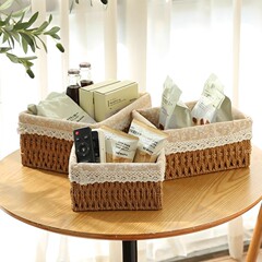 草编收纳编织客厅藤编桌面茶几杂物玩具钥匙化妆品收纳盒家用零食