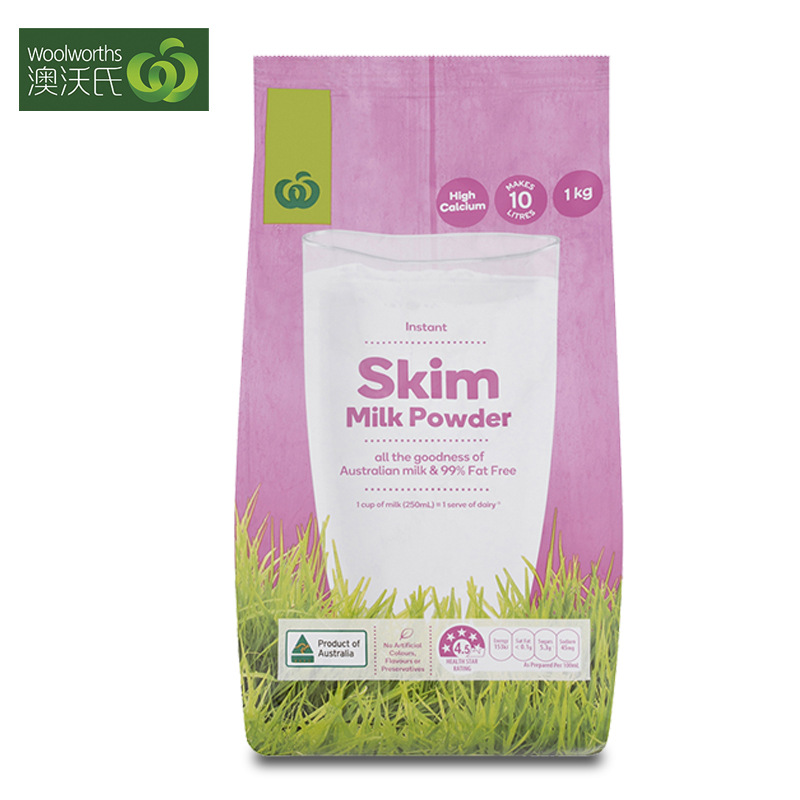 澳洲 Woolworths澳沃氏脫脂成人奶粉 孕婦中老年奶粉進口奶粉1KG