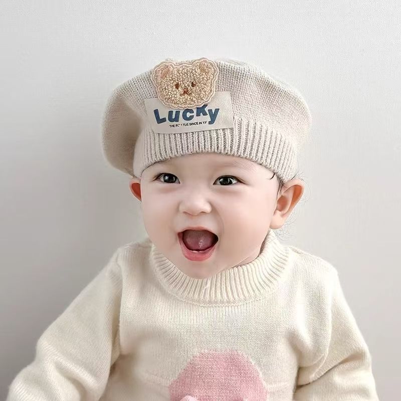 婴儿帽子秋冬款贝雷帽宝宝毛线帽可爱超萌男女宝秋季婴幼儿针织帽|undefined