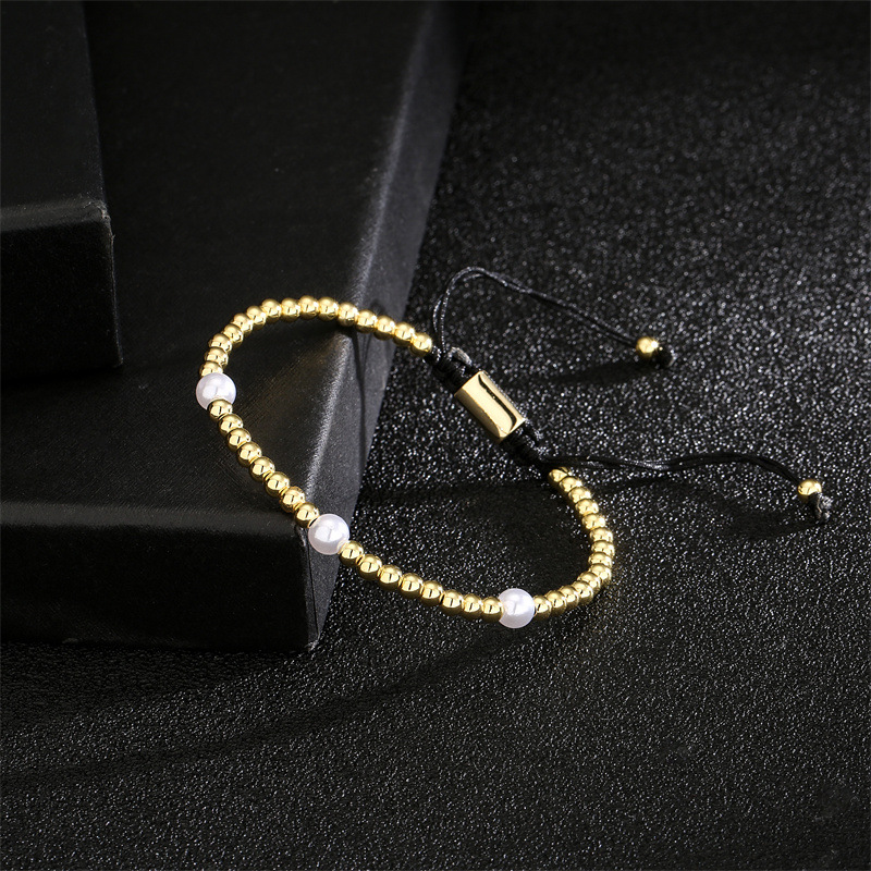 Simple Style Devilu0027S Eye Heart Shape Copper Pearl Inlay Zircon Bracelets 1 Piece