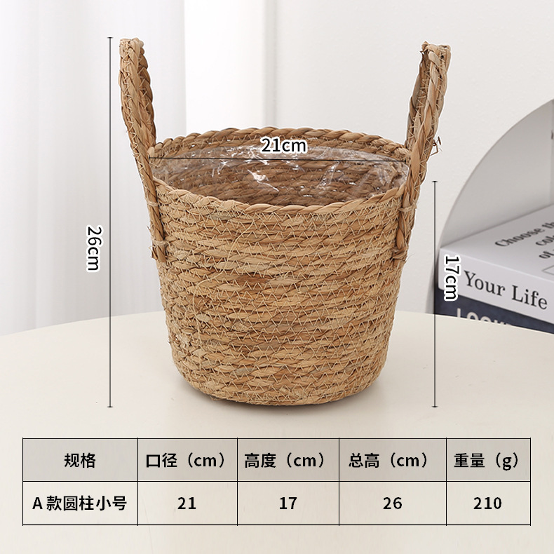 Maceta Tejida de Paja de Hierba de León, Impermeable y Decorativa, para Sala de Estar image 6