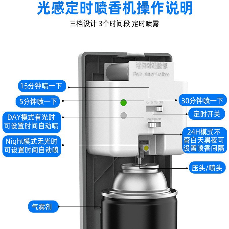 Hotel Light-sensing Timing Incense Spraying Machine Commercial Toilet Fragrance Expanding Machine Household Automatic Fragrance Air Fresh Machine