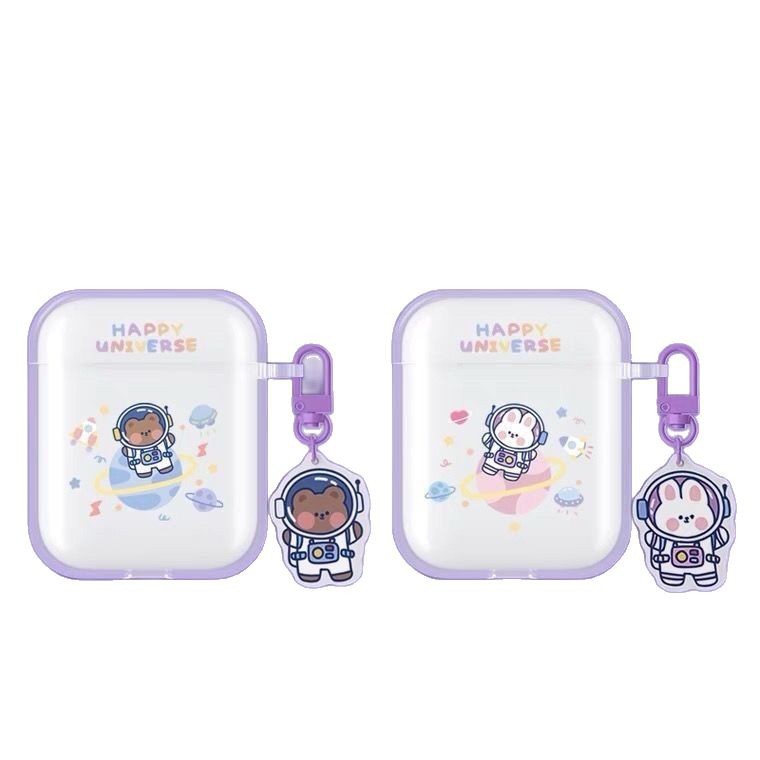 Cartoon Cute Space Bear Conejo para Apple Bluetooth inalámbrico auriculares airpods 4 auriculares cubierta protectora
