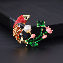 Guofeng Koi broche temperamento lujoso abrigo accesorios de ropa aleación broche goteo azul abrigo de carpa flor de pecho