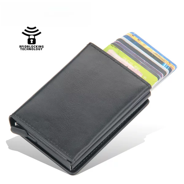Baellerry Men's Aluminum Box Magnetic Card Holder European and American Retro Multi-Card Slot Elastic Card Anti-Magnetic Card Holder Card Holder Wholesale