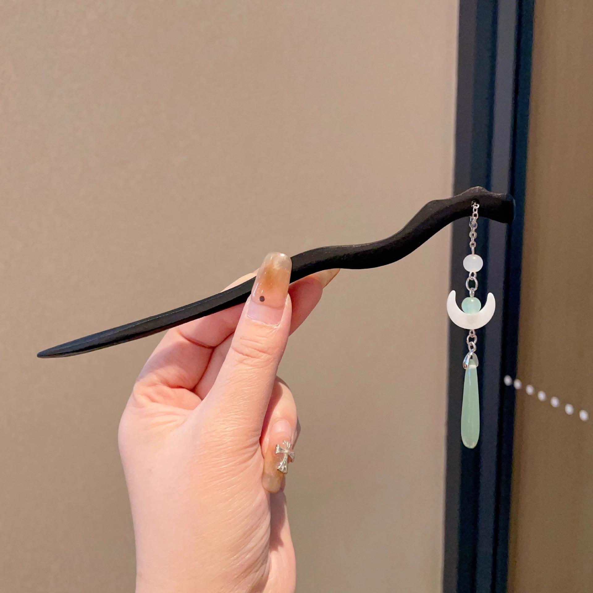 Horquilla de madera con flecos de estilo antiguo para mujer, nueva horquilla china de alta calidad, placa de aleación, horquilla para el cabello, tocado retro simple