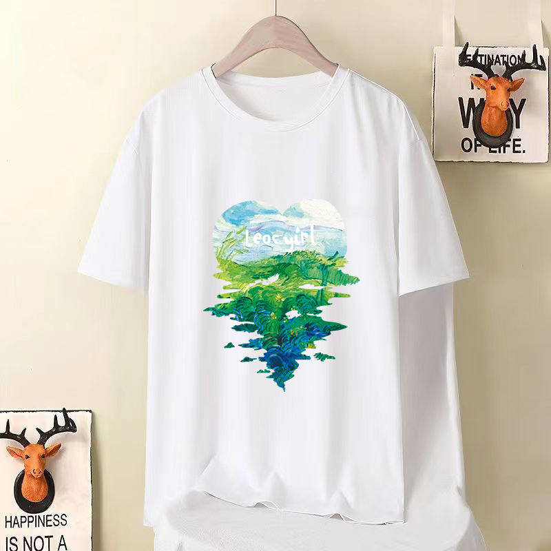 Camiseta de seda de hielo fría Hong Kong vientos bola pequeña camiseta de cuello redondo de manga corta moda para hombres y mujeres con una variedad de ropa casual para parejas