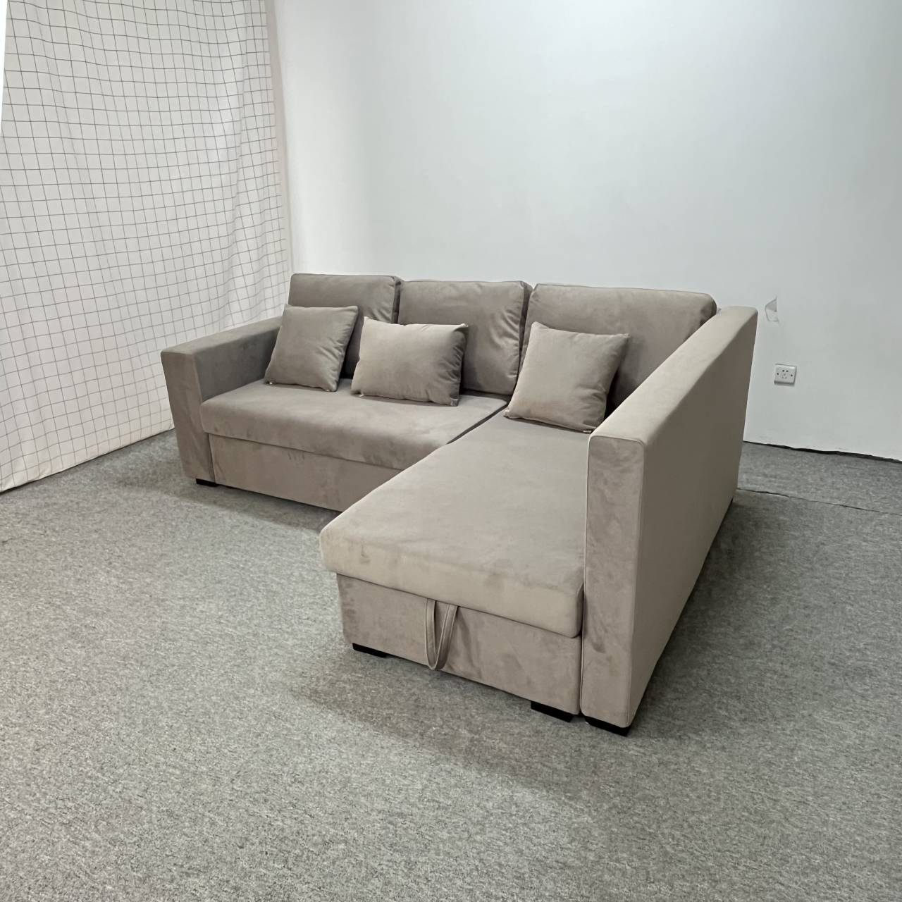 Combinación de sofá de esquina de sala de estar tipo casa pequeña con tela de tecnología sin lavado y almacenamiento image 3