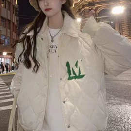 刺绣棉服女2025冬季外套宽松情侣棒球服字母加厚显瘦棉衣外套女潮