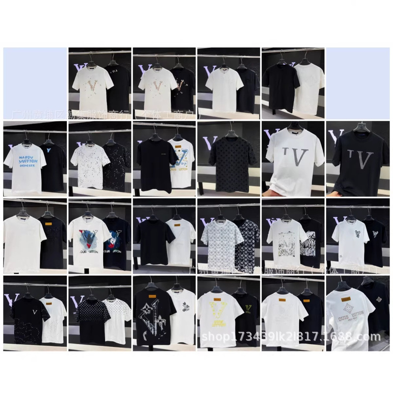Cross-Border 26Ss High-Quality Authentic Lv Heavy-Duty Summer Hot-Selling Logo Round-Neck Short-Sleeve T-Shirt Unisex