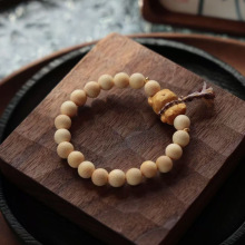 金丝竹搭配檀木刻面熊女款单圈手炼 木质文玩盘玩手串