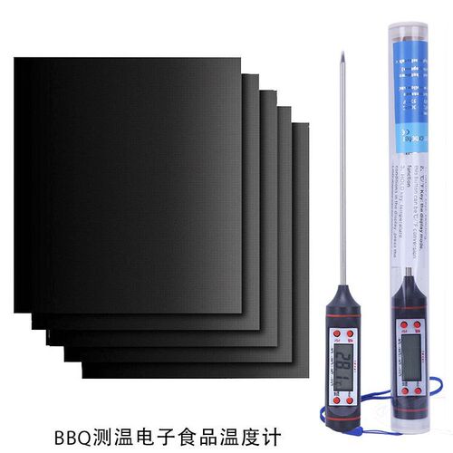 Amazon fiberglass non-stick high temperature resistant bbq oven mat outdoor black copper Teflon barbecue mat