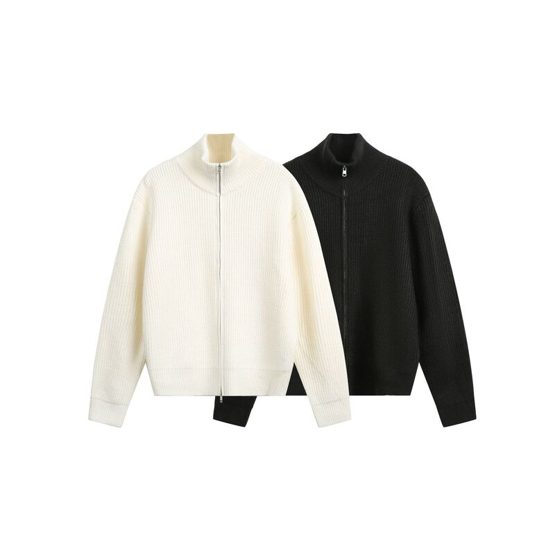 Rumen Knitted Knitwear Men's Turtleneck Knitwear Couple's Cardigan Jacket Can Be Worn with Autum Tops Pure Color Basic Versatile Rumen Knitted Knitwear Men's Turtleneck Knitwear Couple's Cardigan Jacket Can Be Worn with Autum Tops Pure Color Basic Versatile