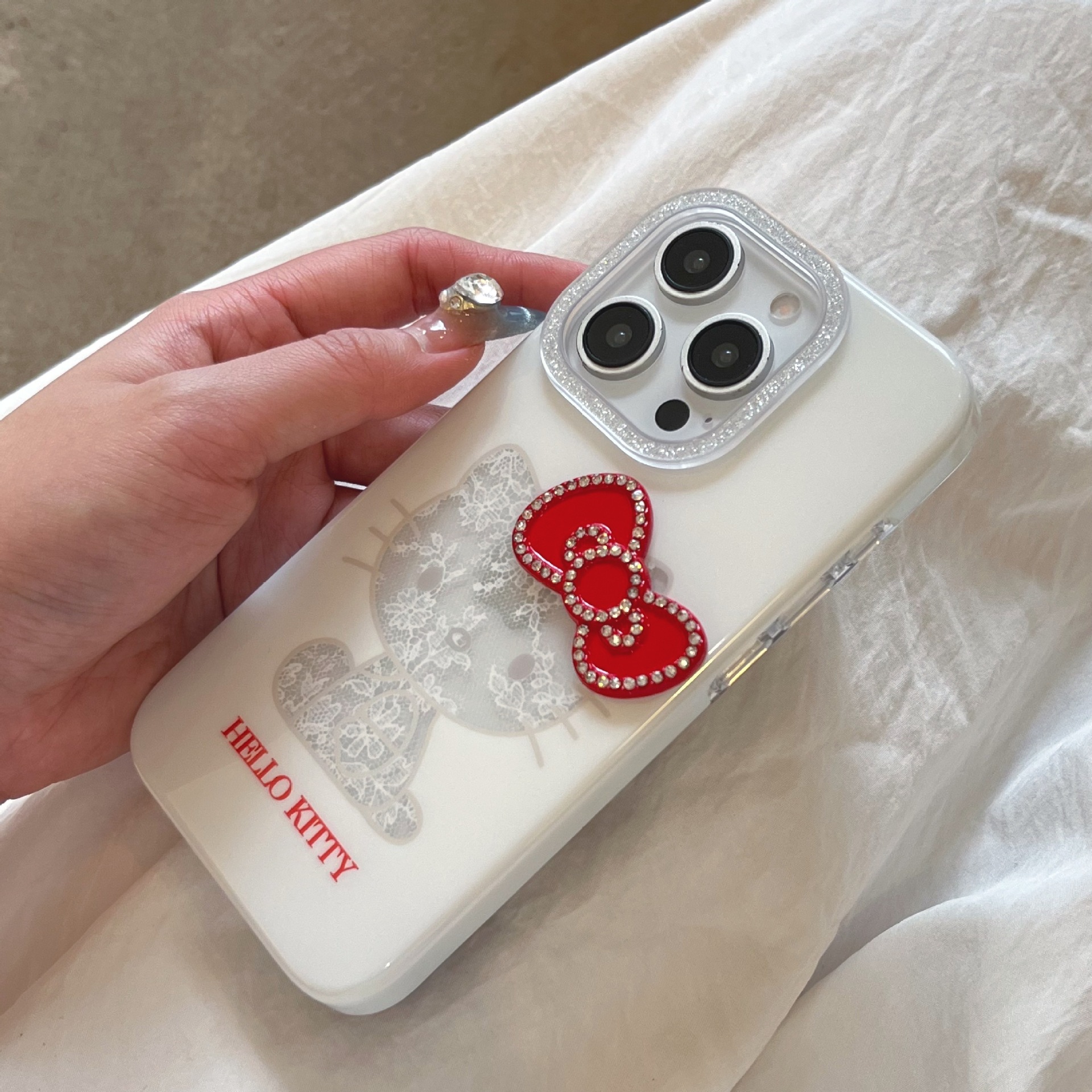 Girl Heart ins Encaje Bowkt Kt Aplicable iPhone16ProMax/15 Funda para teléfono Apple 14 Nuevo 13