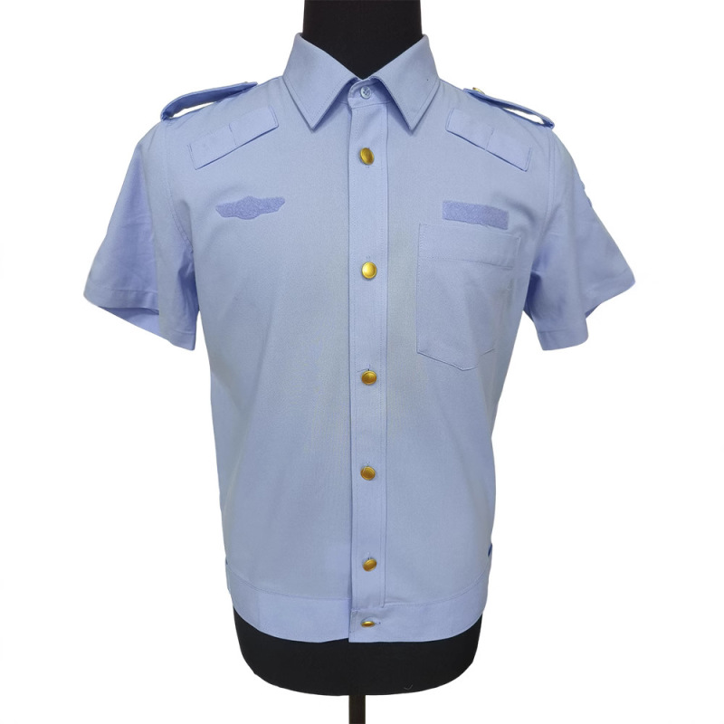 新综合短袖衬衣部门工作制服浅蓝色保安衬衣|undefined