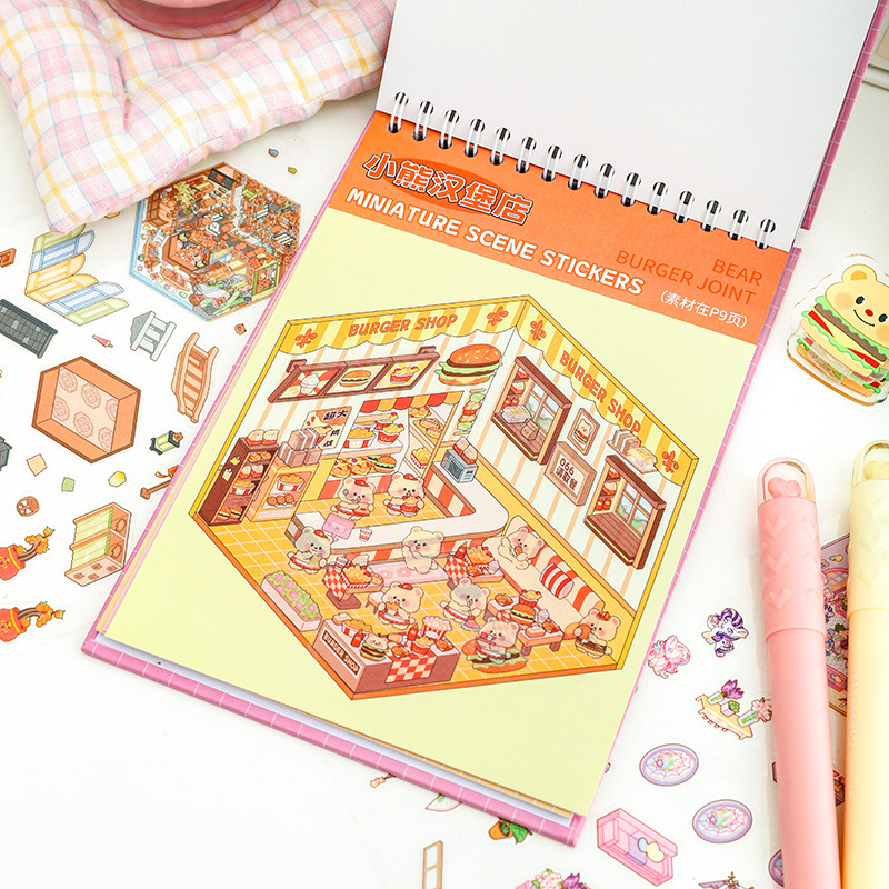 Jiuli escena en miniatura colección creativa adorable estudiante DIY divertido miniatura paisajismo decoración pegatinas de película cortadas