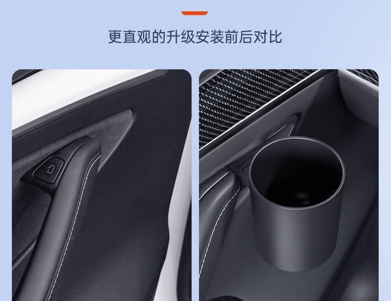 Suitable for Tesla Model 3/Y Car Door Cup Holder, Door Handle Storage Box, In-Car Cup Holder Modification
