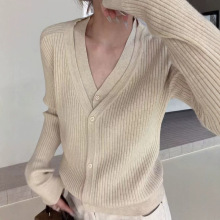 广州十三行！2026冬季假两件单排扣开衫针织衫显瘦毛衣女