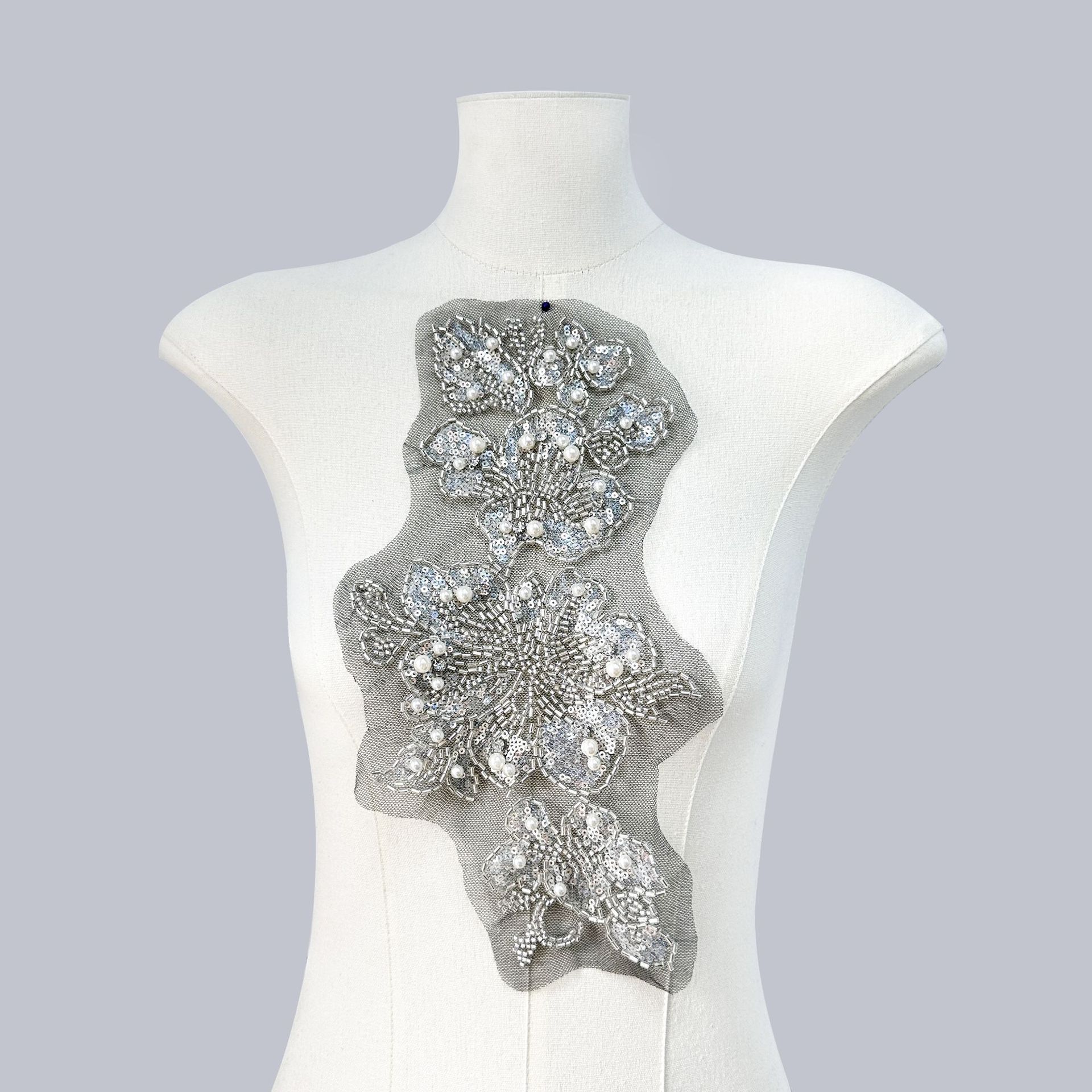 Ventas transfronterizas calientes de ergena bordado pegatinas de tela de perlas DIY vestido de boda decoración decalco accesorios de sastería al por mayor
