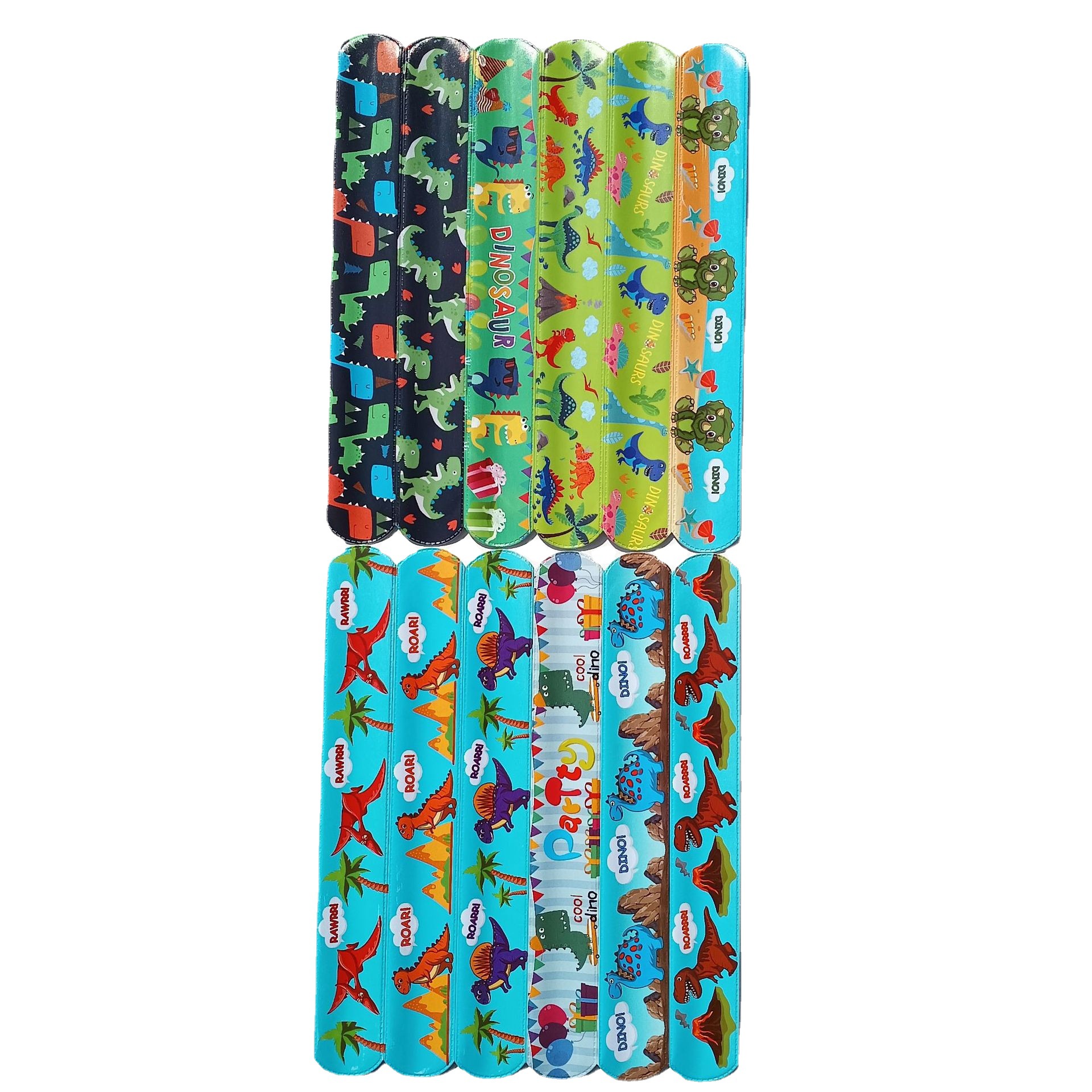 Nuevo dinosaurio Snap anillo dinosaurio tema niños pulsera Snap anillo dinosaurio partido