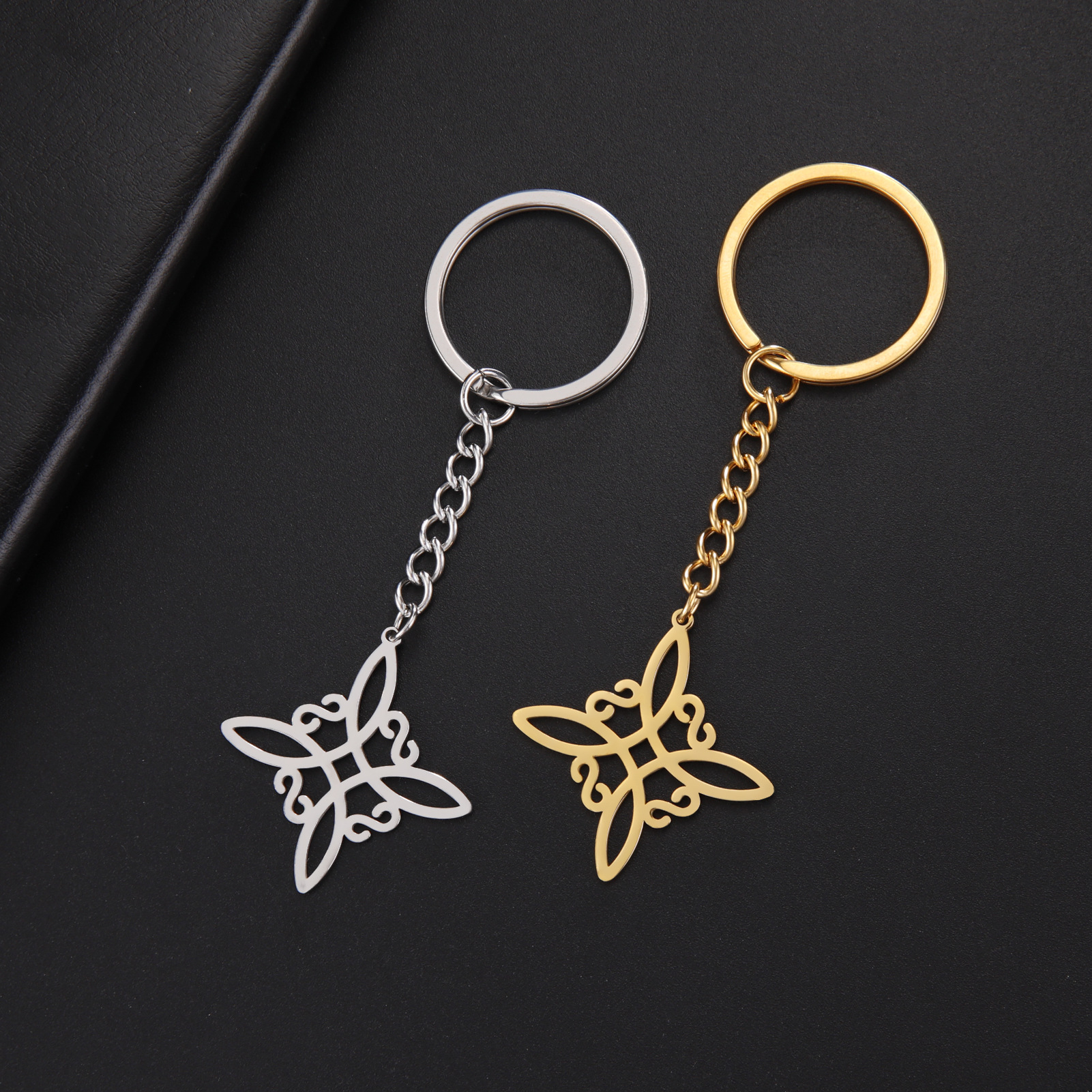 14g Weight Keychain Classification 1 Piece Quantity Daily Occasion Titanium Steel Material Witches Knot Pattern Women's Gender Simple Style Style Simple Style Witches Knot Titanium Steel Women's Bag Pendant Keychain 6