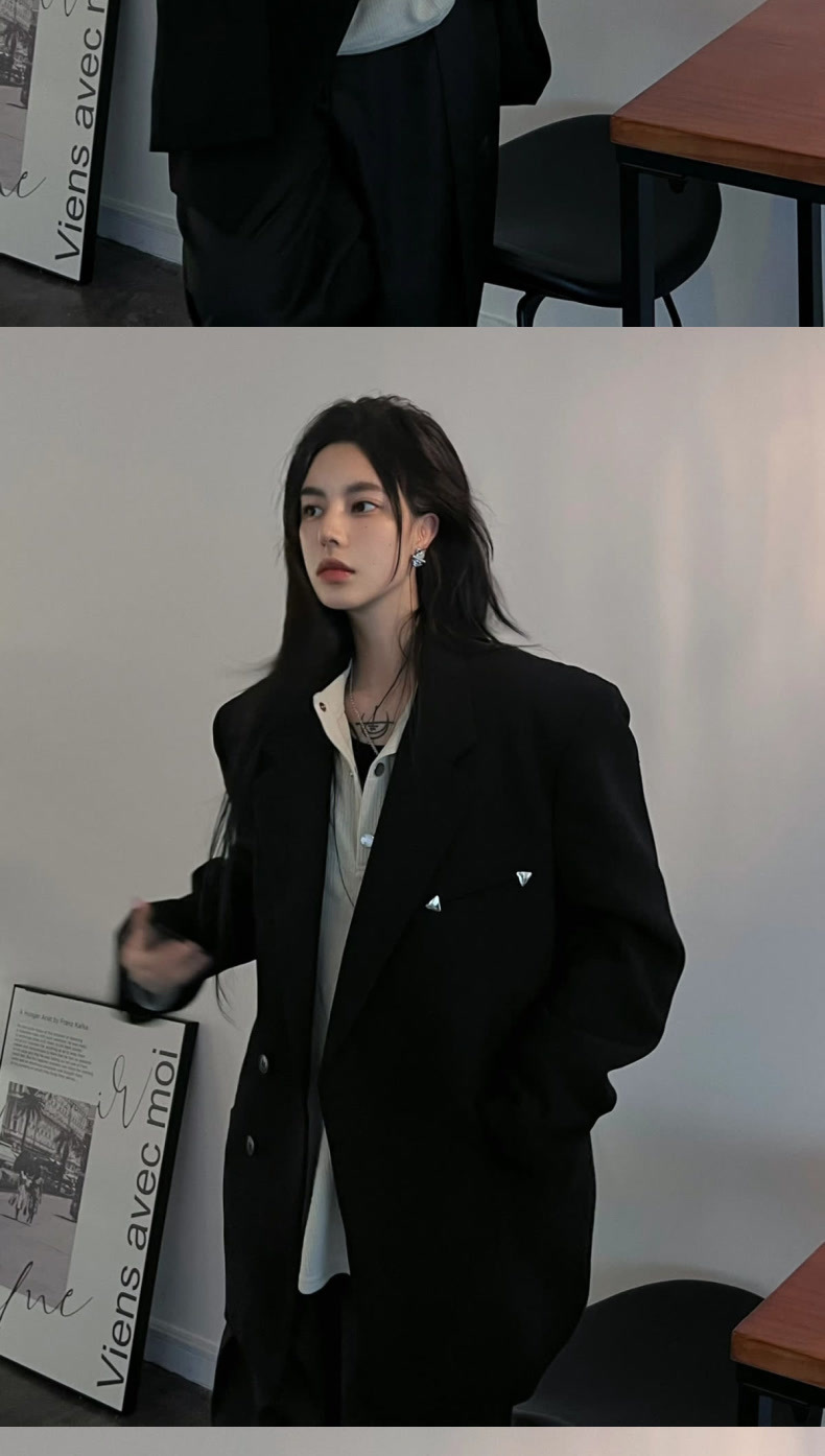 Black Slim-fit Women's Blazer For Spring Autumn Elegant Jacket_voghion.com