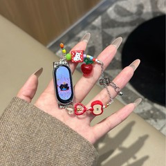 Xiaomi Mi Band 10pro ストラップ 9pro/8pro 漫画レッドアップルビーズブレスレット Redmi watch5/4 に適しています。