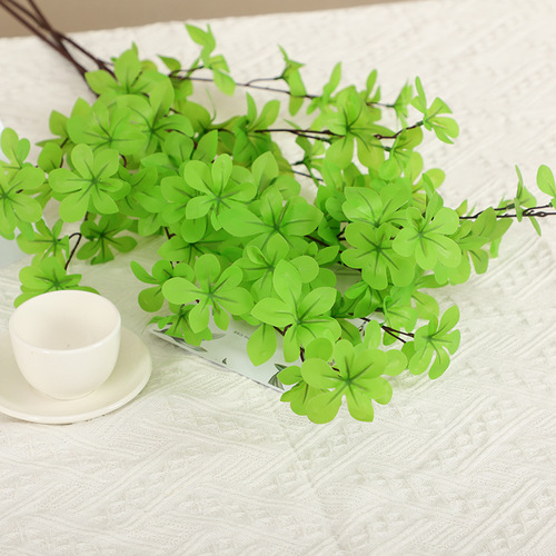 Simulated hanging bell branches green plant bonsai multi-petal six-star leaf branches floor-standing plants soft decoration cross-border manufacturers wholesale