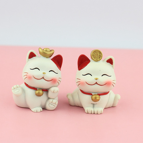 Lucky Cat cartoon cute resin craft office desk ornament cake baking decoration creative home decoration