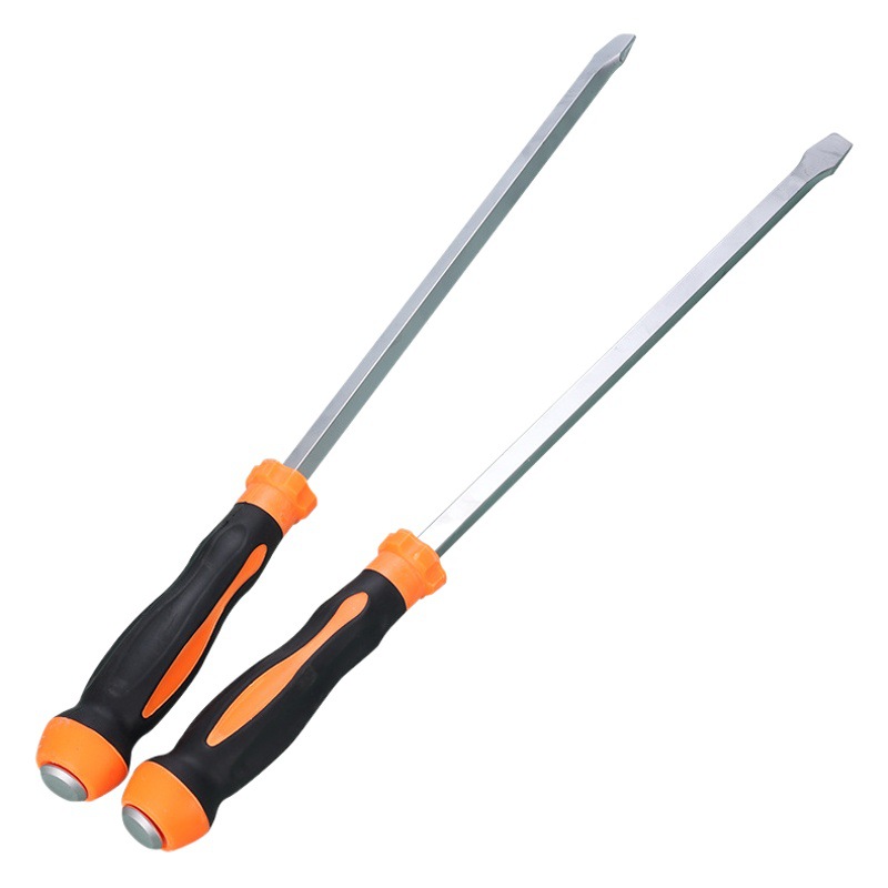 Ventas de fábrica destornillador alargado larga varilla a través del corazón puede golpear alargado gran destornillador largo magnético de una palabra boca plana