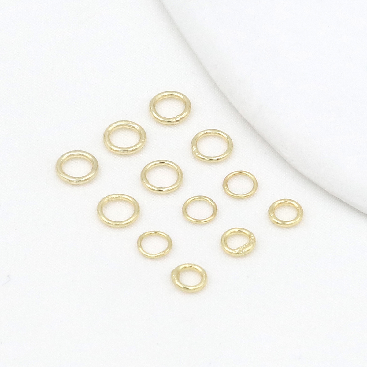 Anillo de cierre de oro real de 18k con retención de color, anillo único de soldadura de 4 mm5 mm, anillo de conexión de cierre de cuentas hecho a mano de bricolaje B05 image 8