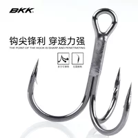 Холоднокатаный стальной рыболовный крючок BKK BT621-Black Nickel-1X 8# с удвоенным усилением, с тремя крючками, барбированный, с высокой углеродистой сталью