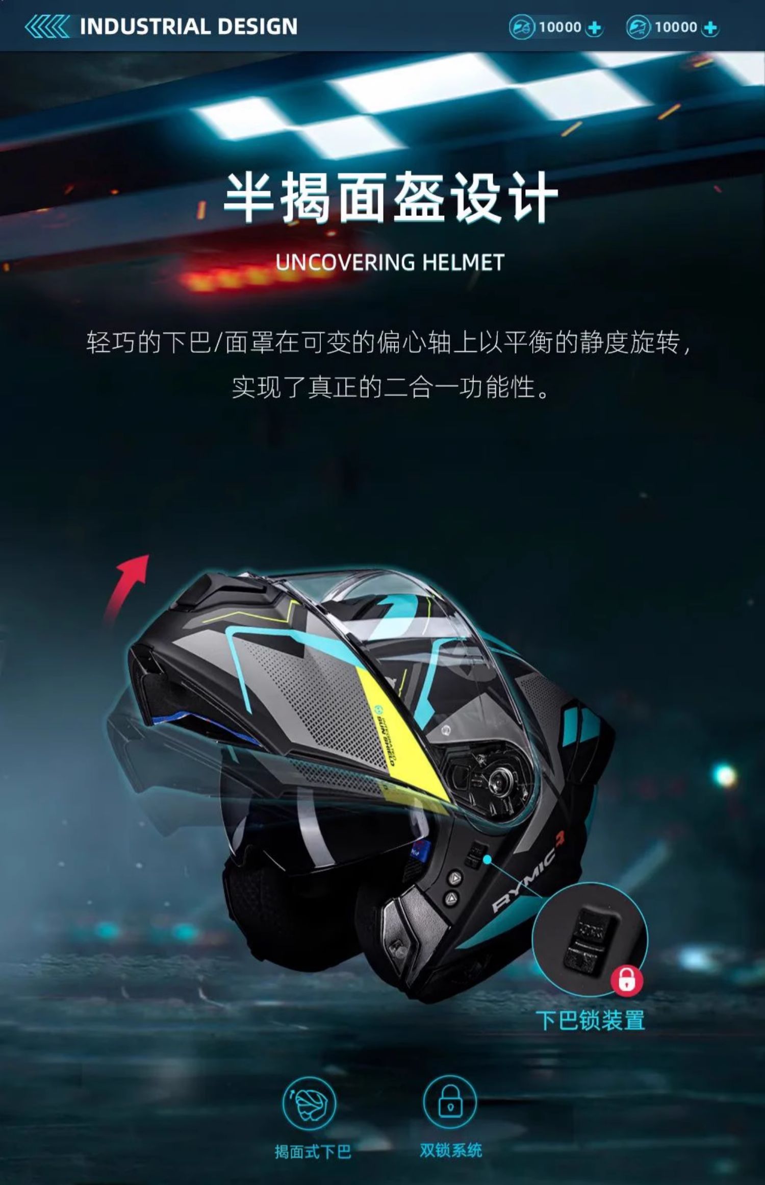 Motorcycle Helmet Men Women Dual Visor Flip Up Full Face