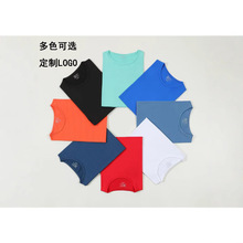 新款纯色圆领短袖T恤宽松舒适免费设计印 LOGO印字工作服现货批发