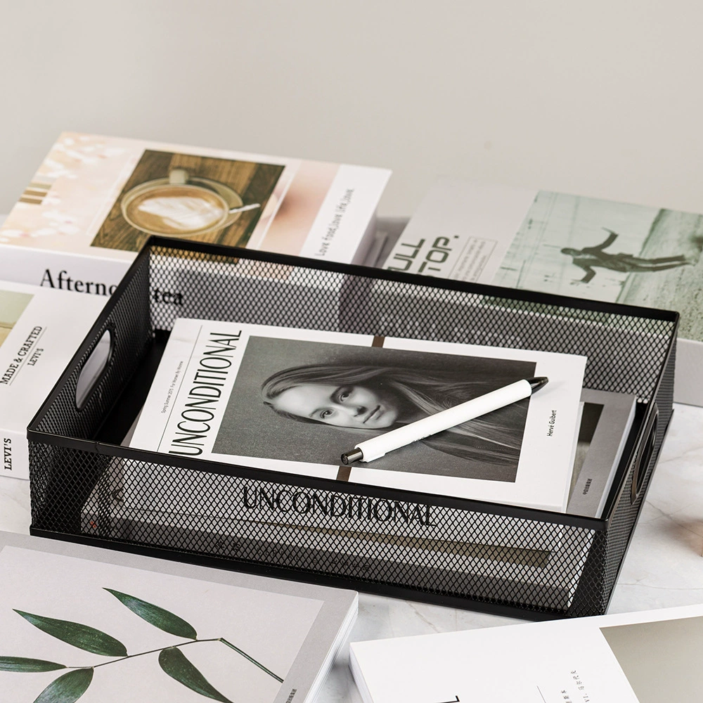 Офисная металлическая корзина для файлов настольный офисный ящик для хранения данных организующая корзина полая папка корзина для файлов черный