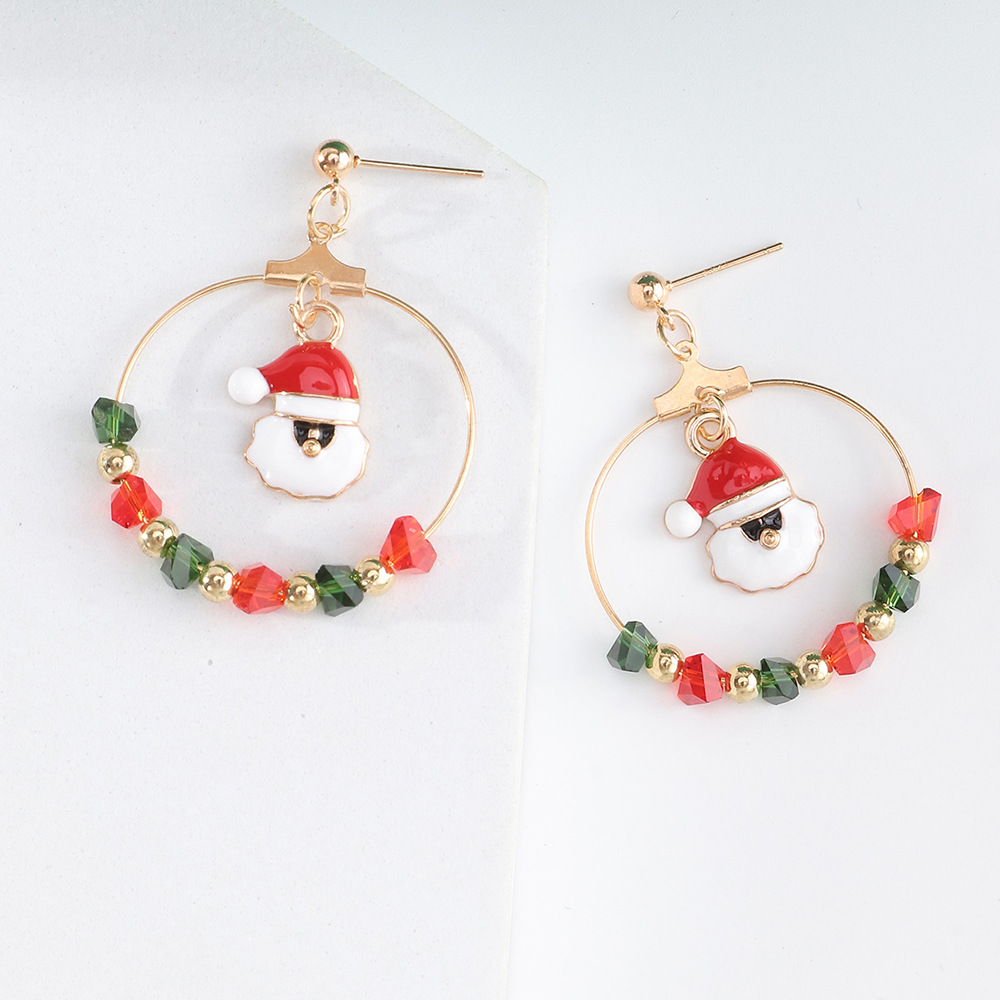 Christmas Asymmetrical Earrings European And American Retro Oily Snowman Winding Christmas Tree Earrings display picture 10