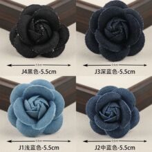 韩版牛仔布艺花朵山茶花布花凉鞋花拖鞋发饰胸针配件批发饰品花朵