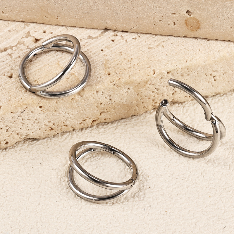 Zesen 316 Stainless Steel Seamless Ring Double Ring Double Bevel Closed Ring Nose Ring Septum Ring Piercing Jewelry detail image 4