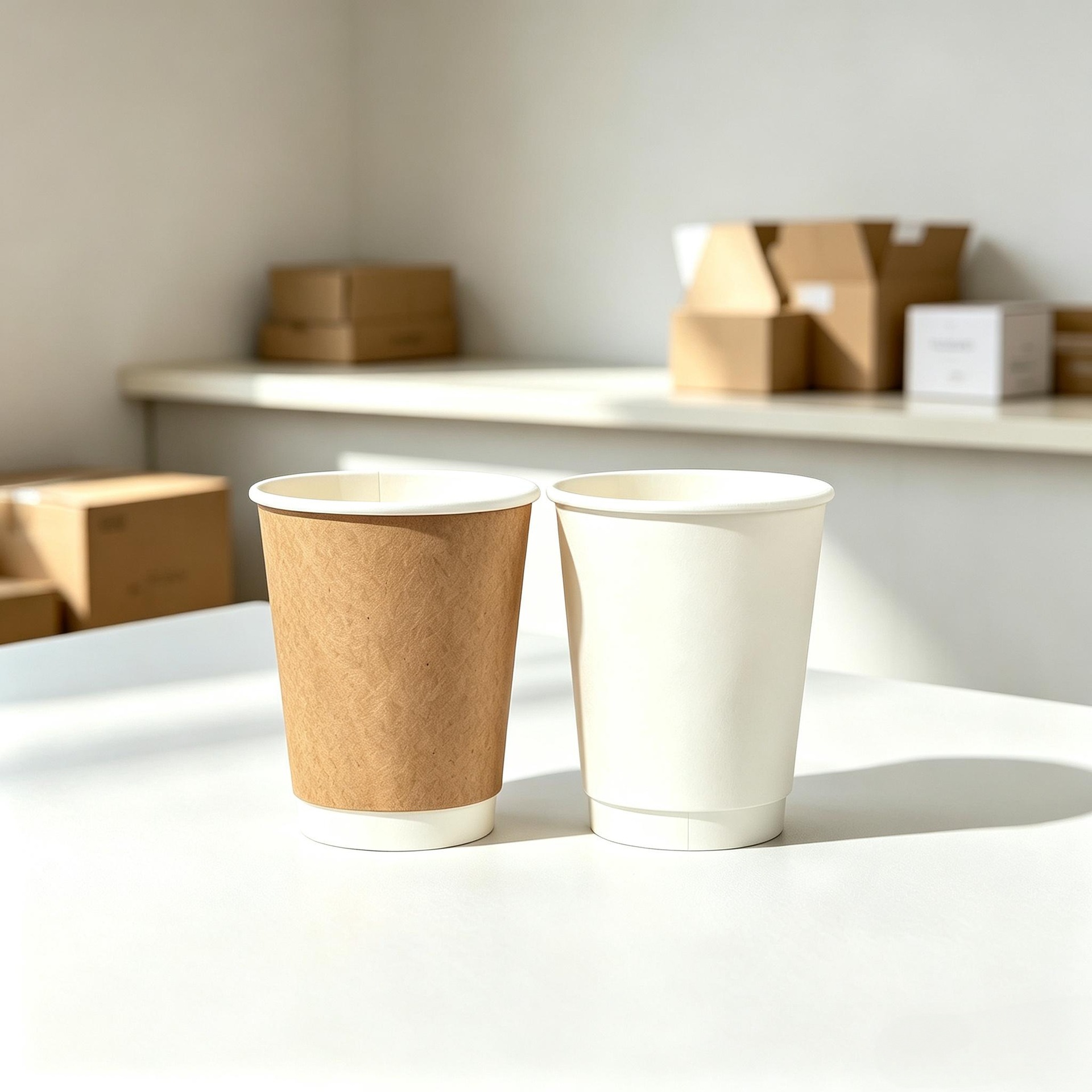 Vasos de papel engrosados para té con leche y café, desechables, al por mayor, de 4 oz, de doble capa, de cartón kraft blanco, para bebidas calientes, personalizables.