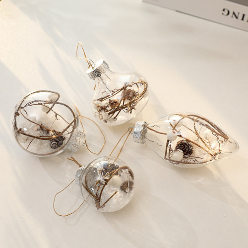 Gangheng Christmas 6cm transparent decorative Christmas ball Christmas tree red fruit hanging ornaments store Christmas plastic ball round ball