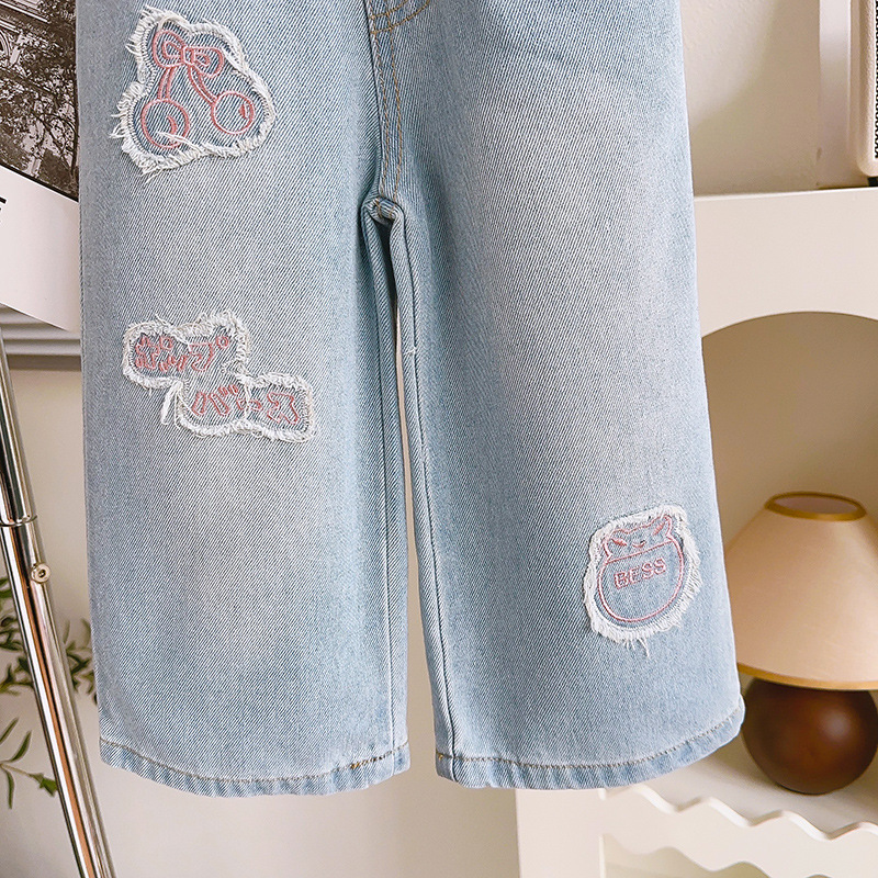 Girls Wide-Leg Denim Pants