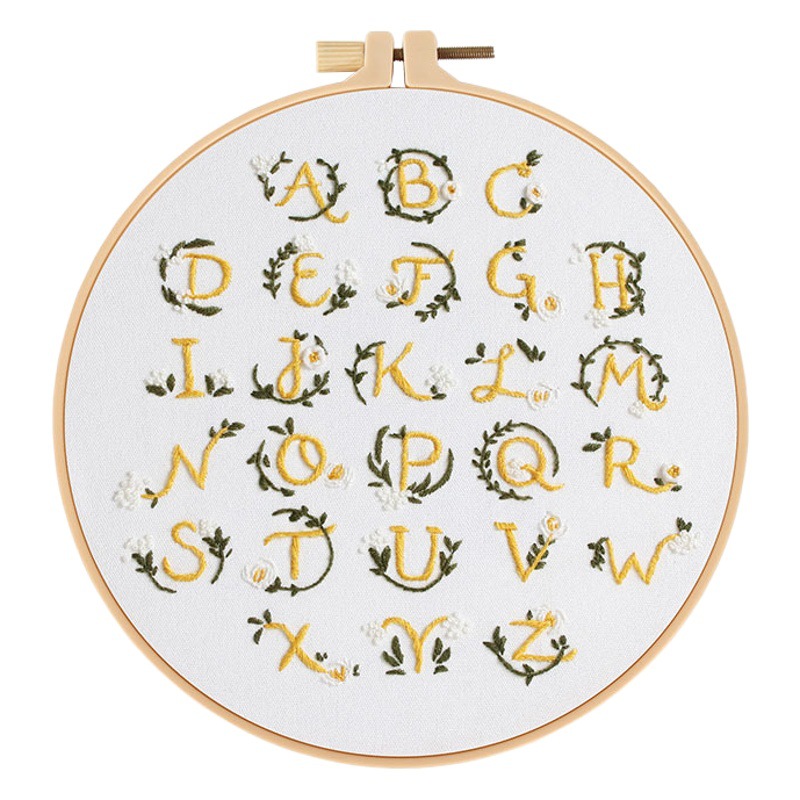 Original nuevo paquete de material de bordado hecho a mano bricolaje letras inglesas texto arte fuente tela bordado inglés