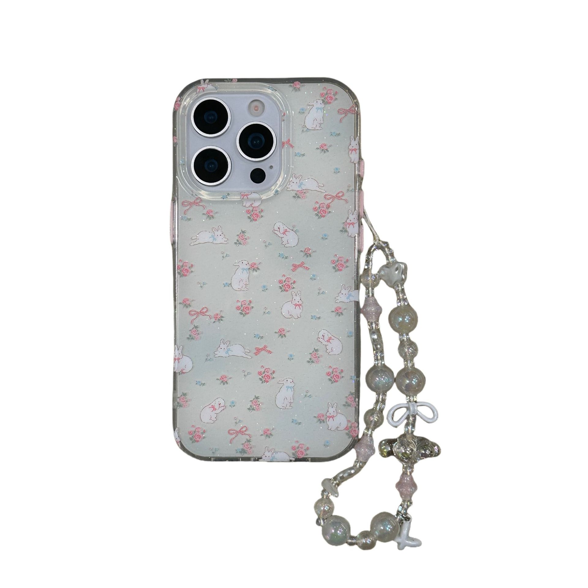 Pequeño conejo floral de brillo fresco para Apple 16ProMax funda para teléfono móvil 15/14 Nuevo 13 verano 15Pro