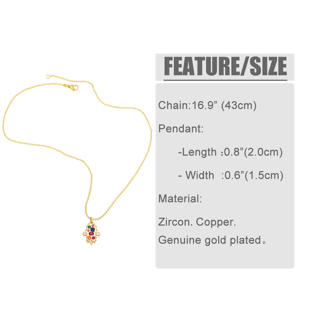 Fashion Geometric Heart Shape Copper Necklace Inlay Zircon Copper Necklaces