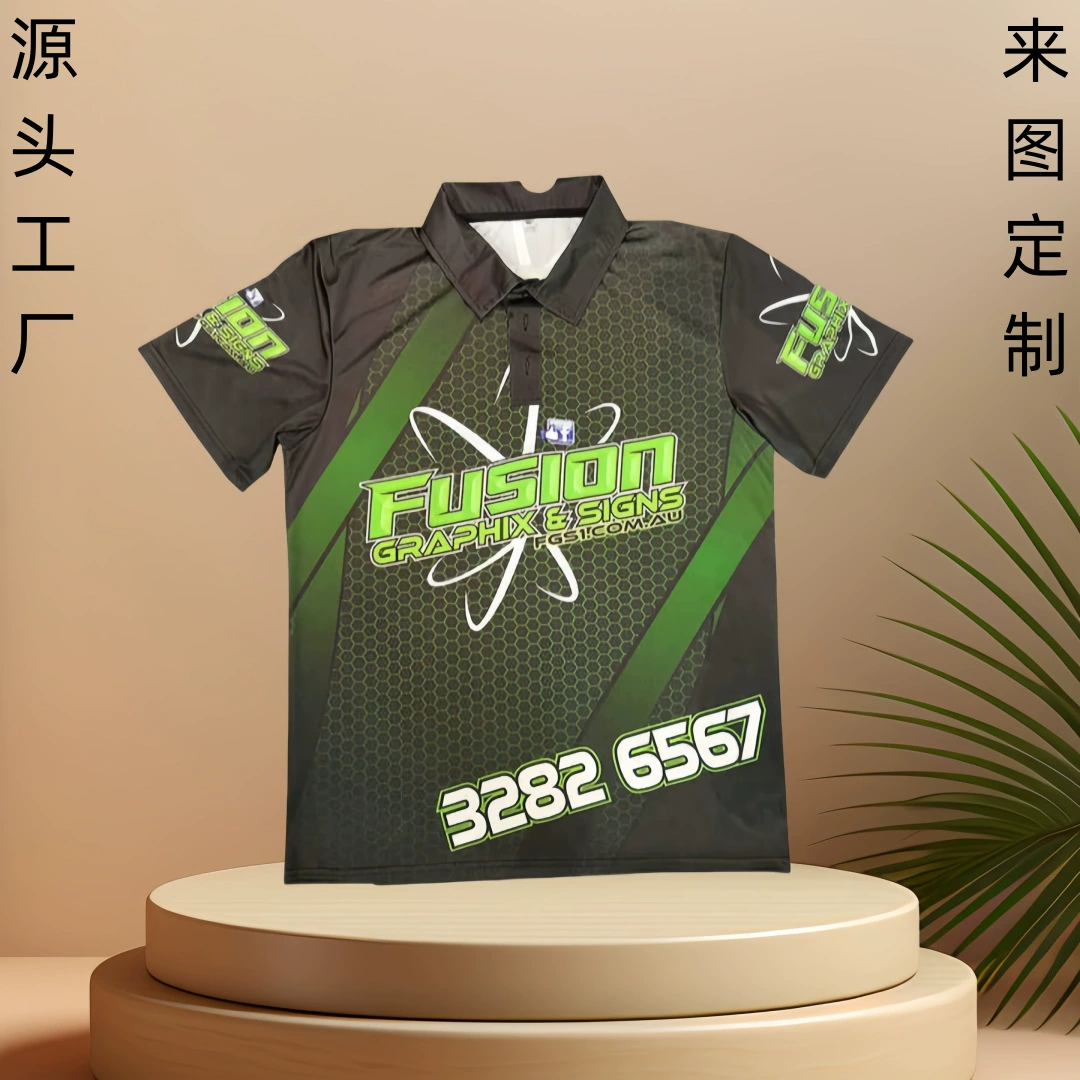 Фабричный заказ внешней торговли полиэстер дышащий Быстросохнущий лацкан с коротким рукавом спортивная рубашка поло полная версия сублимационная футболка на заказ